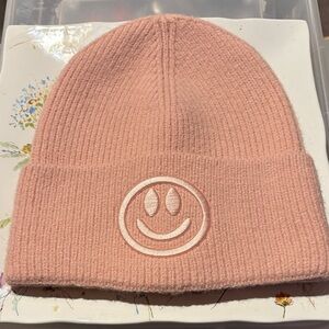 Pink Smiley Face Knit Beanie